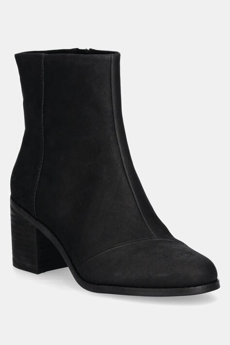 Toms botine din nubuc EVELYN culoarea negru, cu toc drept, 10020228