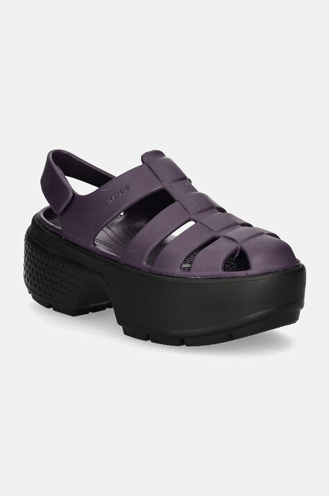 Sandále Crocs dámske, fialová farba, na platforme