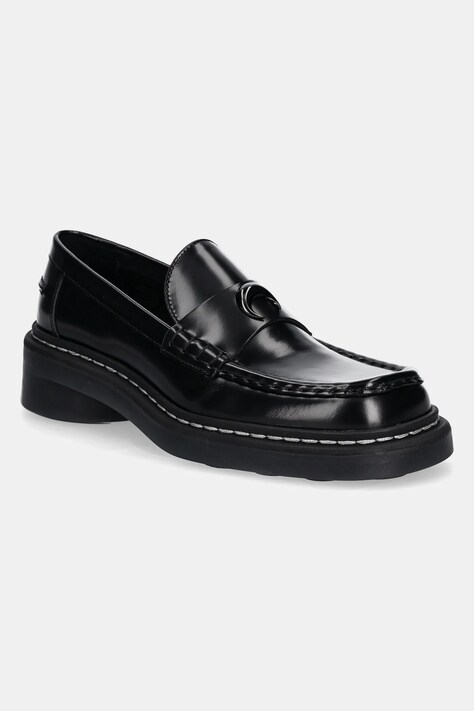 Marine Serre leather loafers Shiny Leather Ms Loaf women's black color WFW046A.RLEA0018