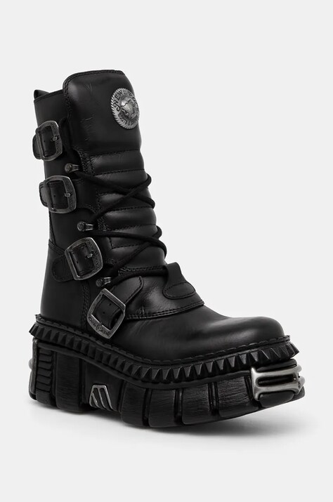 New Rock stivaletti alla caviglia in pelle ITALI NEGRO NOMADA + TOWER CASCO + ACERO PICOS donna colore nero  M-WALL373-S10
