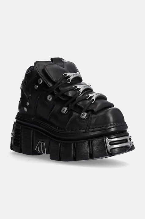 New Rock sneakers din piele Nomada Negro + Tower Negro Lateral E14 Acero culoarea negru, M-106-S112
