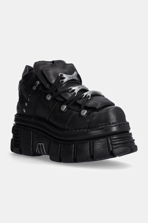 New Rock sneakers din piele Negro + Nomada Negro + Tower Negro Lateral E-14 culoarea negru, M-106-S29