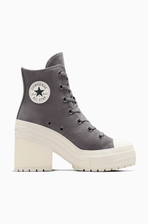 Converse tenisi din piele intoarsa Chuck 70 De Luxe Heel culoarea gri, A12327C