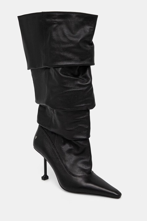 Kožené kozačky Naked Wolfe Vern dámské, černá barva, na podpatku, Vern Nappa Prince Leather Black