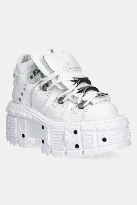 New Rock sneakers din piele NAPA BLANCA + IMPERFECT TANK BLANCO TORNILLOS culoarea alb, M-TANK106-C1