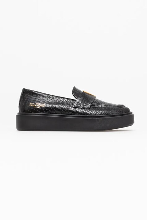 Vanda Novak mocasini de piele Kayla femei, culoarea negru, cu platforma