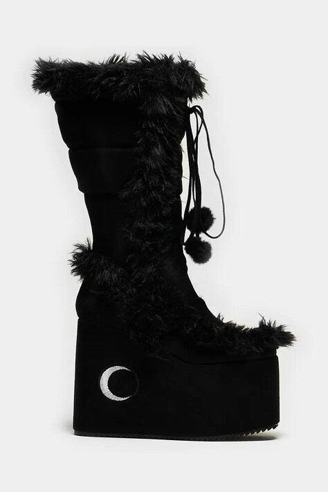 Vysoké čižmy Koi Footwear dámske, čierna farba, na platforme, jemne zateplené, SN01