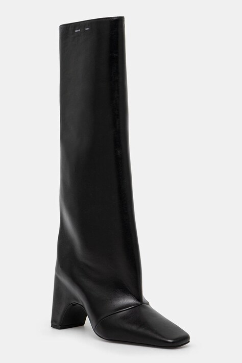 Кожаные сапоги Coperni Bridge Boot женские цвет чёрный каблук кирпичик COPSH03420C