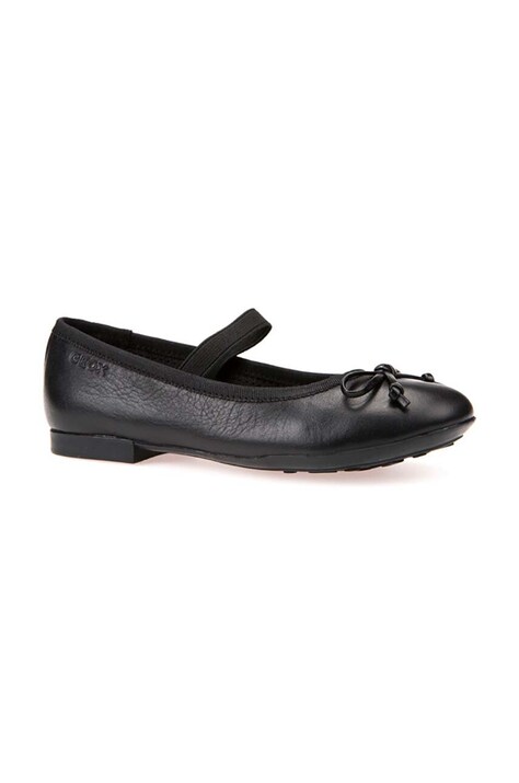 Geox balerini din piele pentru copii JR PLIE' culoarea negru, J3455B.00043