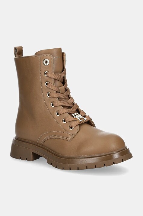 Дитячі шкіряні черевики Tommy Hilfiger колір коричневий T3A5-33568