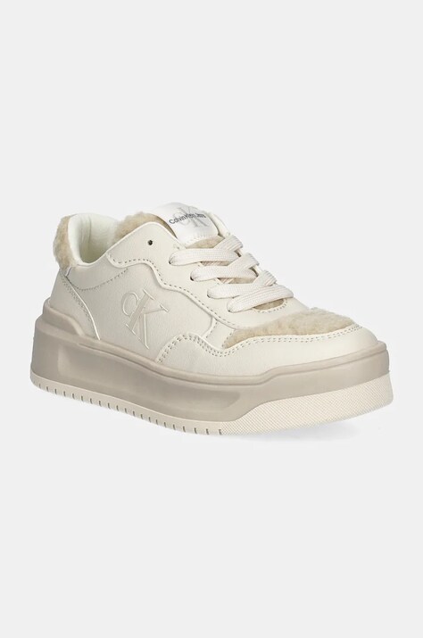 Calvin Klein Jeans sneakers pentru copii culoarea bej, V3A9-80982