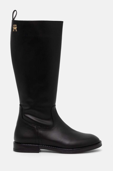 Tommy Hilfiger ghete din piele pentru copii culoarea negru, T4A6-33591