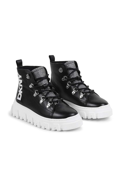 Dětské kožené boty Dkny černá barva, D60879
