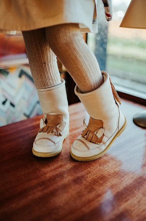 Donsje ghete de iarna pentru copii din piele Wadudu Special Boots Horse culoarea bej, 2122021