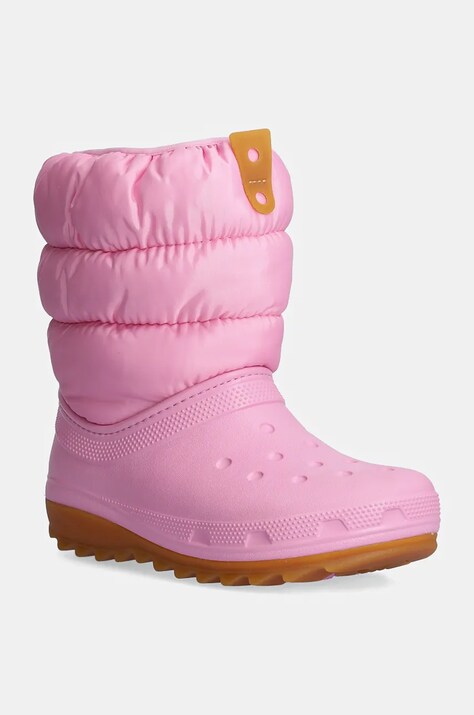 Crocs cizme de iarna copii CLASSIC NEO PUFF BOOT culoarea roz, 207684.G