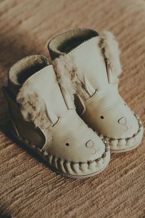 Кожаные кроссовки для младенцев Donsje Kapi Exclusive Booties Rabbit цвет бежевый 1028116