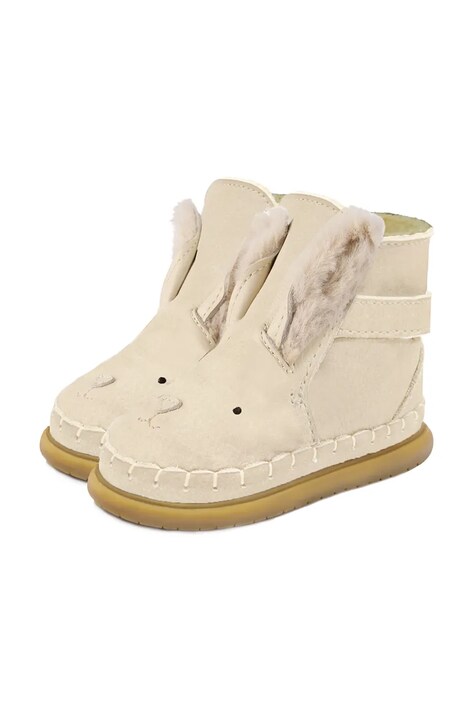 Donsje cizme de iarna pentru copii din piele intoarsa Dubu Exclusive Shoes Rabbit culoarea bej, 1500504