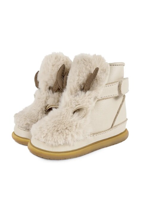 Donsje cizme de iarna pentru copii din piele intoarsa Roumi Shoes Reindeer culoarea bej, 1500904