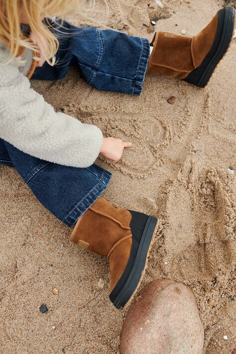 Liewood cizme de zapada din piele intoarsa Mattie Suede Boot culoarea maro, LW19227