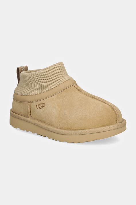 Dječje cipele za snijeg od brušene kože UGG CLASSIC ULTRA STRETCH CUFF boja: bež, 1157702T