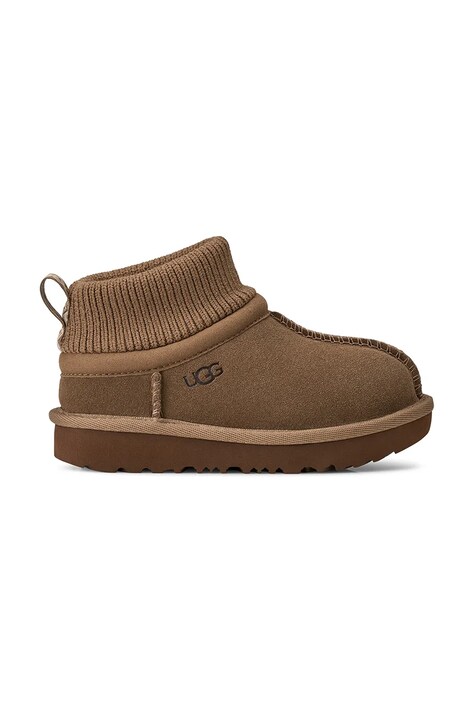 UGG Zimske čizme za djecu od brušene kože CLASSIC ULTRA STRETCH CUFF smeđe 1157702T