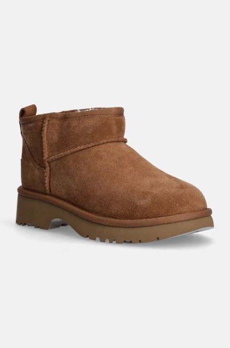 Detské semišové snehule UGG KIDS CLASSIC ULTRA MINI NEW HEIGHTS hnedá farba, 1157732K