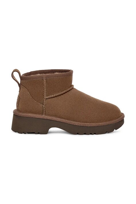 UGG cizme de zapada din piele intoarsa KIDS CLASSIC ULTRA MINI NEW HEIGHTS culoarea maro, 1157732K