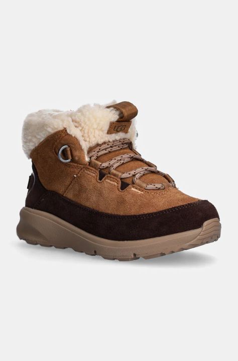 Otroški zimski čevlji iz semiša UGG TERRETRAIL COZY LACE rjava barva, 1157574K