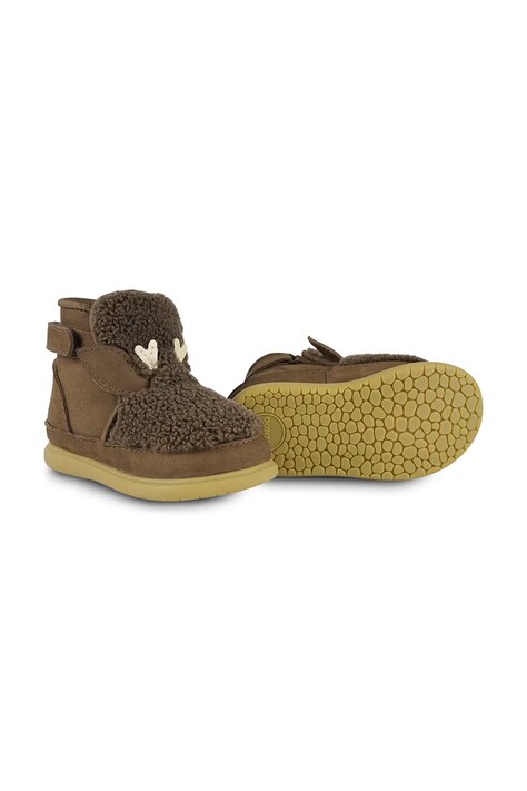 Donsje cizme de iarna pentru copii din piele intoarsa Roumi Shoes Stag culoarea maro, 1500905