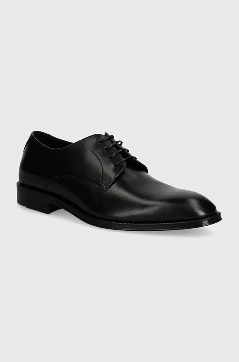Шкіряні туфлі BOSS Derrek чоловічі колір чорний 50522941
