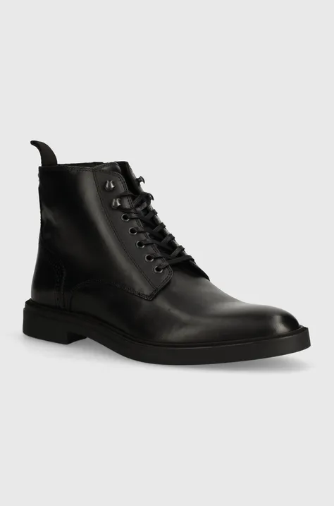 Kožené topánky BOSS Calev pánske, čierna farba, 50523023