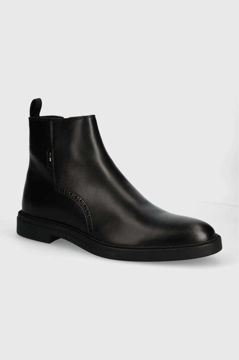 BOSS ghete de piele Calev barbati, culoarea negru, 50523867