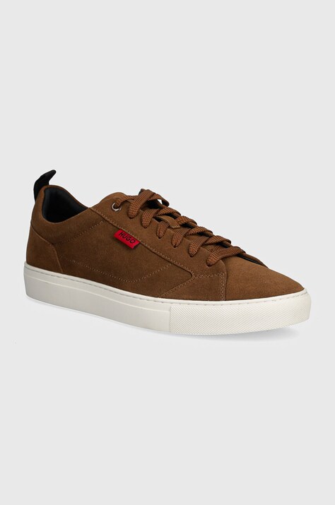 HUGO sneakers din piele intoarsă Morrie culoarea maro, 50523723