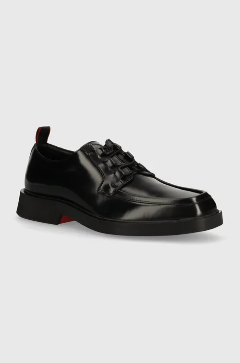 Кожаные туфли HUGO Iker мужские цвет чёрный 50522931