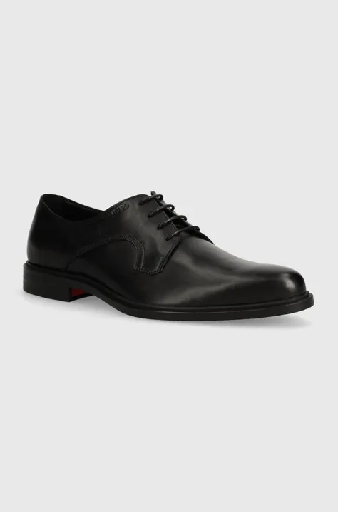 Шкіряні туфлі HUGO Kerr чоловічі колір чорний 50522948