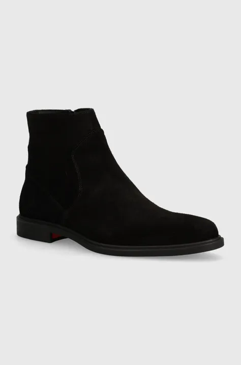Semišové boty HUGO Kerr pánské, černá barva, 50522949