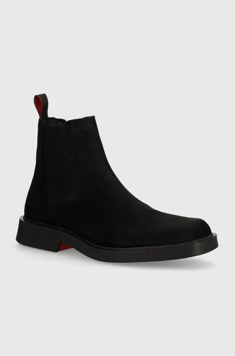 Semišové kotníkové boty HUGO Iker pánské, černá barva, 50522951