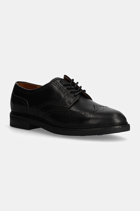 Polo Ralph Lauren pantofi de piele Asher Wgtip barbati, culoarea negru, 803955640002