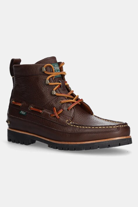 Kožené trapery Polo Ralph Lauren Ranger Mid pánské, hnědá barva, 812945851001