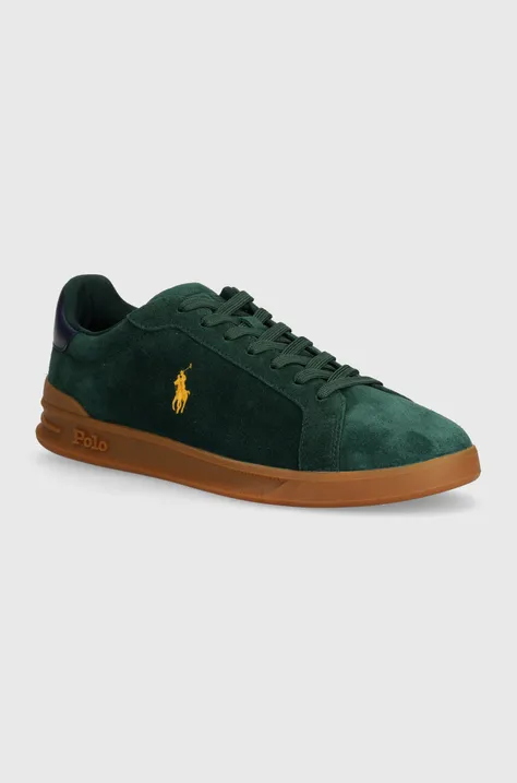 Semišové sneakers boty Polo Ralph Lauren Hrt Ct II zelená barva, 809940313002