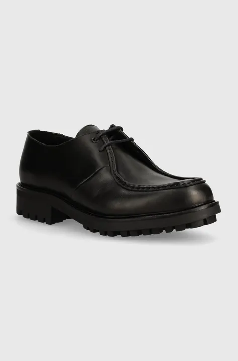 Кожени половинки обувки Calvin Klein HM0HM01535 в черно APRON LACE UP LTH