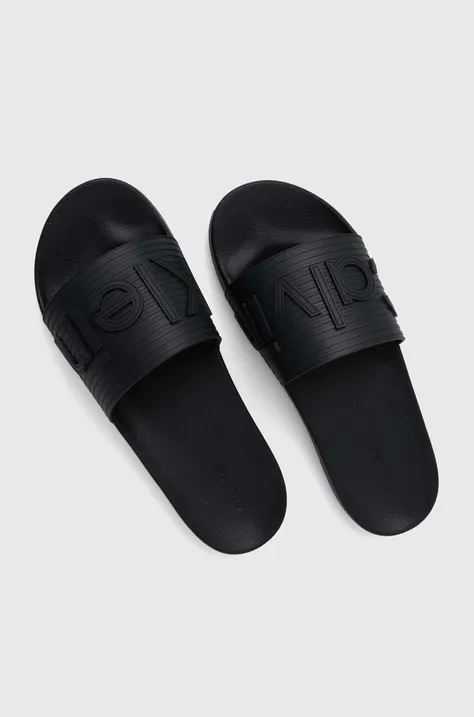 Pantofle Calvin Klein HM0HM01519 pánské, černá barva, POOL SLIDE