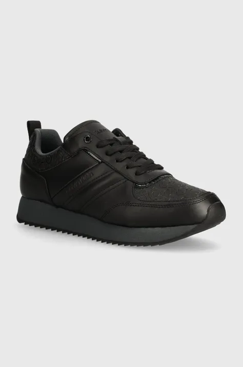 Sneakers boty Calvin Klein LOW TOP LACE UP MONO černá barva, HM0HM01499