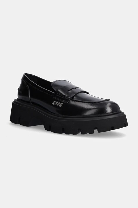 MSGM mocasini de piele barbati, culoarea negru, 3740MS153 513