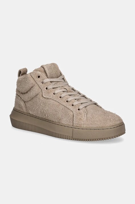 Semišové tenisky Calvin Klein Jeans CHUNKY CUPSOLE HIGH SUEDE béžová farba, YM0YM01128