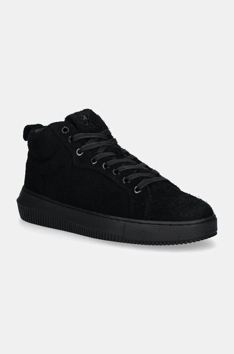 Semišové tenisky Calvin Klein Jeans CHUNKY CUPSOLE HIGH SUEDE čierna farba, YM0YM01128