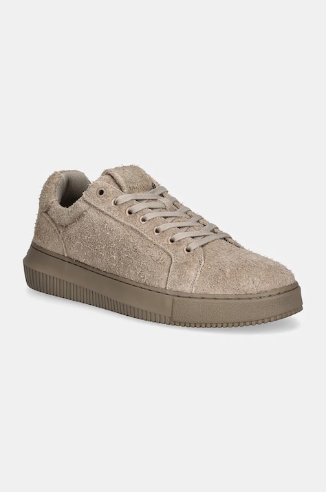 Semišové tenisky Calvin Klein Jeans CHUNKY CUPSOLE LOW SUEDE béžová farba, YM0YM01121