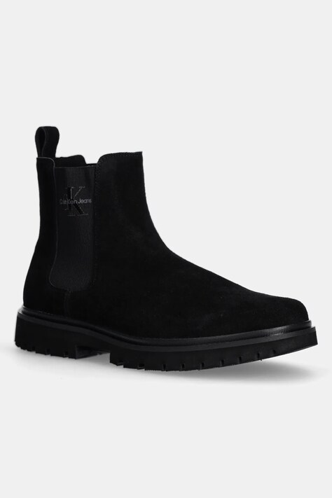 Calvin Klein Jeans ghete chelsea de piele EVA BOOT MID CHELSEA ICONIC DR barbati, culoarea negru, YM0YM01080