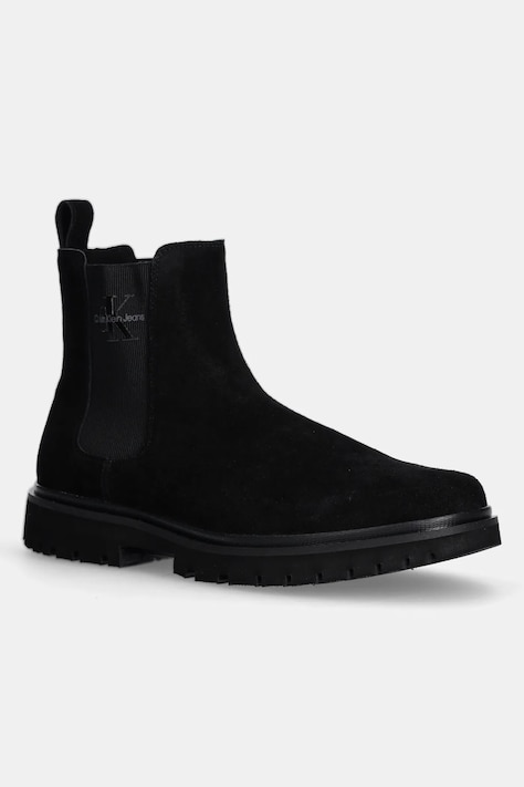 Usnjeni chelsea Calvin Klein Jeans EVA BOOT MID CHELSEA ICONIC DR moški, črna barva, YM0YM01080