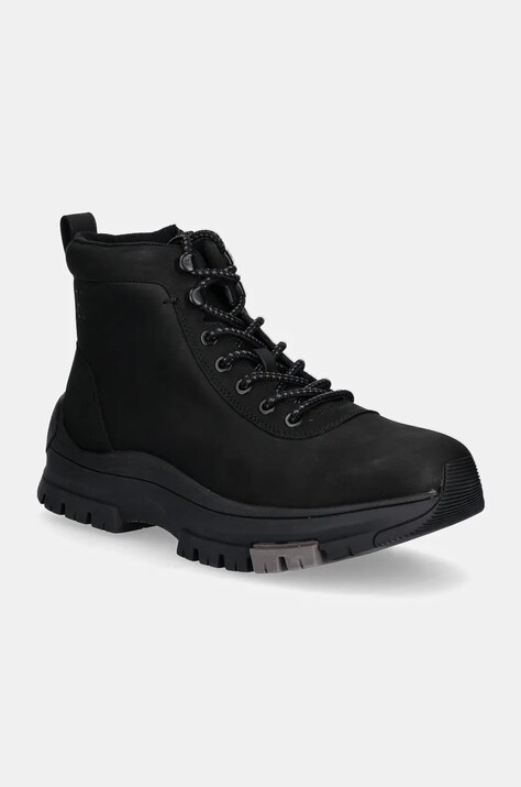 Calvin Klein Jeans bocanci de piele HYBRID WP BOOT LACEUP REBELLIOUS barbati, culoarea negru, YM0YM01077